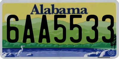 AL license plate 6AA5533