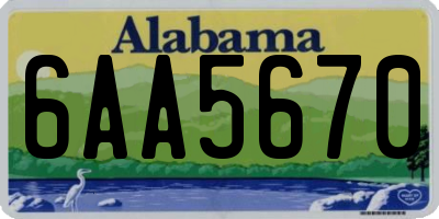 AL license plate 6AA5670