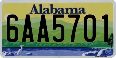 AL license plate 6AA5701