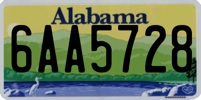 AL license plate 6AA5728