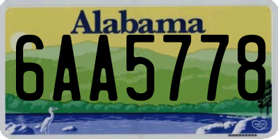 AL license plate 6AA5778