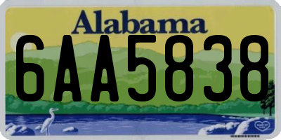AL license plate 6AA5838
