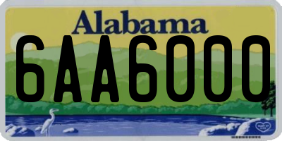 AL license plate 6AA6000
