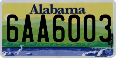 AL license plate 6AA6003