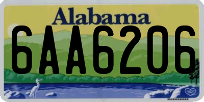 AL license plate 6AA6206
