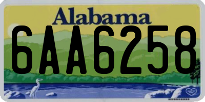 AL license plate 6AA6258