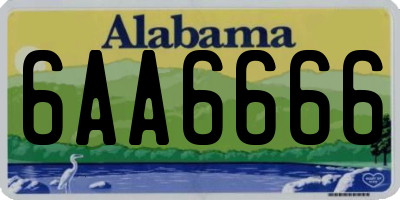 AL license plate 6AA6666