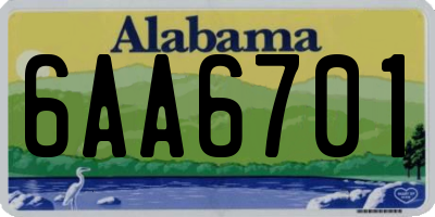 AL license plate 6AA6701