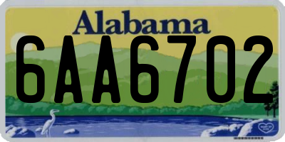 AL license plate 6AA6702