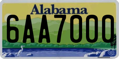 AL license plate 6AA7000