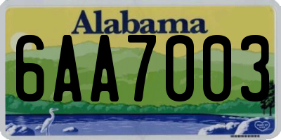 AL license plate 6AA7003
