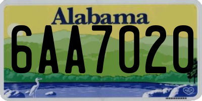 AL license plate 6AA7020