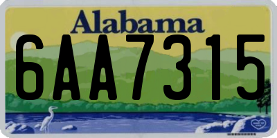 AL license plate 6AA7315