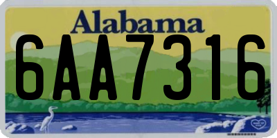 AL license plate 6AA7316