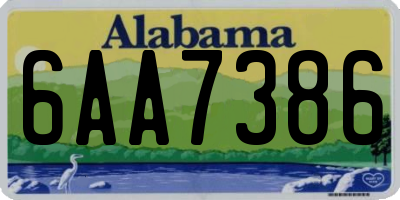 AL license plate 6AA7386