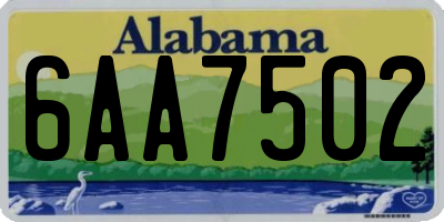 AL license plate 6AA7502