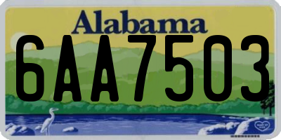 AL license plate 6AA7503