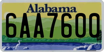 AL license plate 6AA7600