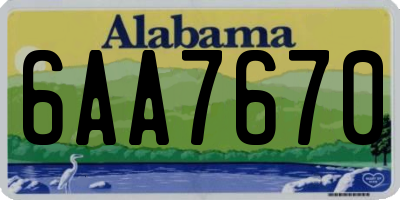 AL license plate 6AA7670