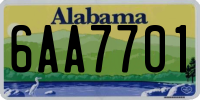 AL license plate 6AA7701