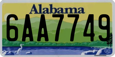 AL license plate 6AA7749