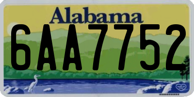 AL license plate 6AA7752