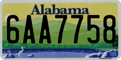AL license plate 6AA7758