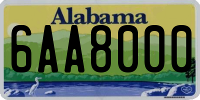 AL license plate 6AA8000
