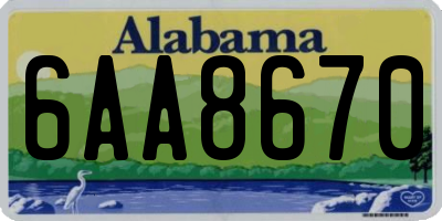 AL license plate 6AA8670