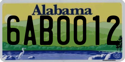 AL license plate 6AB0012