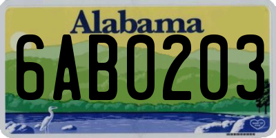 AL license plate 6AB0203