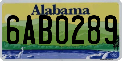 AL license plate 6AB0289