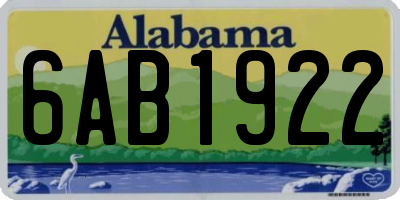 AL license plate 6AB1922