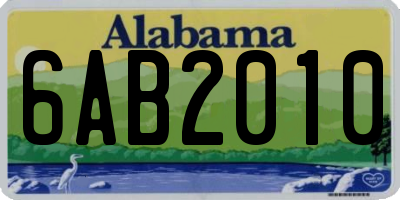 AL license plate 6AB2010