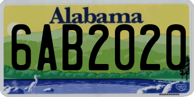 AL license plate 6AB2020