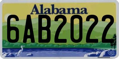 AL license plate 6AB2022
