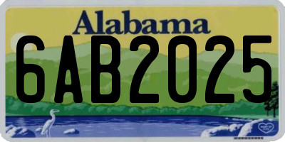 AL license plate 6AB2025