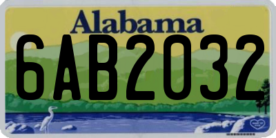 AL license plate 6AB2032