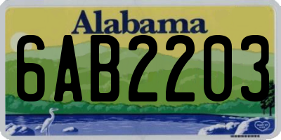 AL license plate 6AB2203