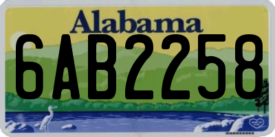 AL license plate 6AB2258
