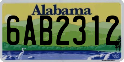 AL license plate 6AB2312