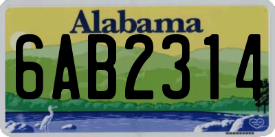 AL license plate 6AB2314