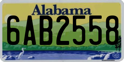 AL license plate 6AB2558
