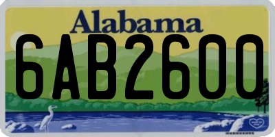 AL license plate 6AB2600