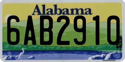 AL license plate 6AB2910