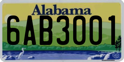 AL license plate 6AB3001