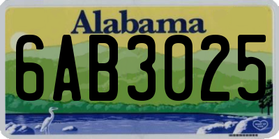 AL license plate 6AB3025