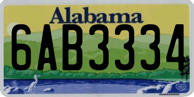 AL license plate 6AB3334
