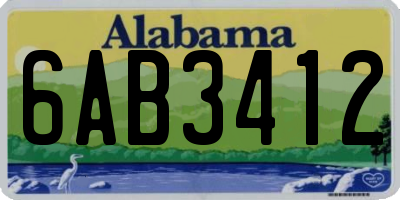 AL license plate 6AB3412