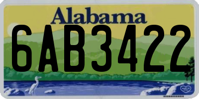 AL license plate 6AB3422